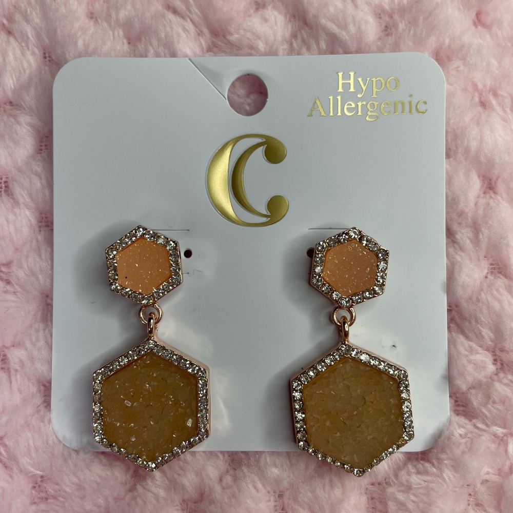 Rose Gold Crystal-like Dangle Earrings